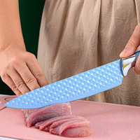 Ensemble de couteaux de cuisine à revêtement antiadhésif coloré de 6 pièces en gros d'usine avec support en acrylique détachable