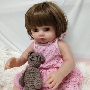 Muñecas Bebé <span class=keywords><strong>Reborn</strong></span> de Silicona Realistas de 18 Pulgadas, <span class=keywords><strong>Tipo</strong></span> Nuevo, de Vinilo, con Vestido Rosa, Gran Venta - Product Image 4