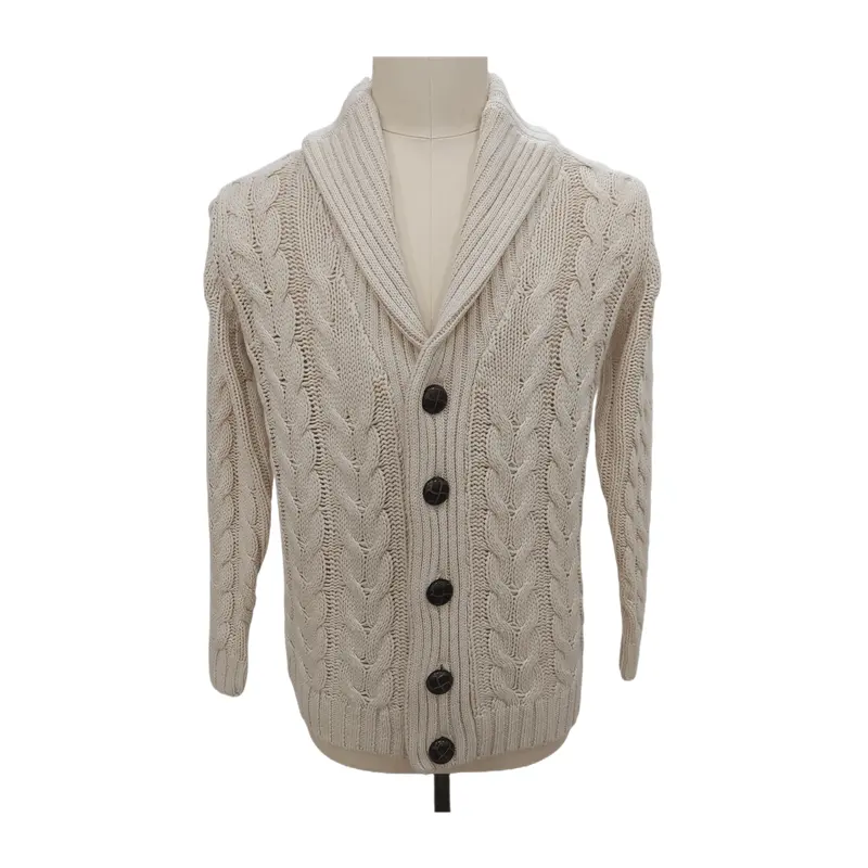 Wholesale Thick Line Cable Knit Heavy Cardigan Sweater For Men Fashion Jacket Lapel Sweater Men