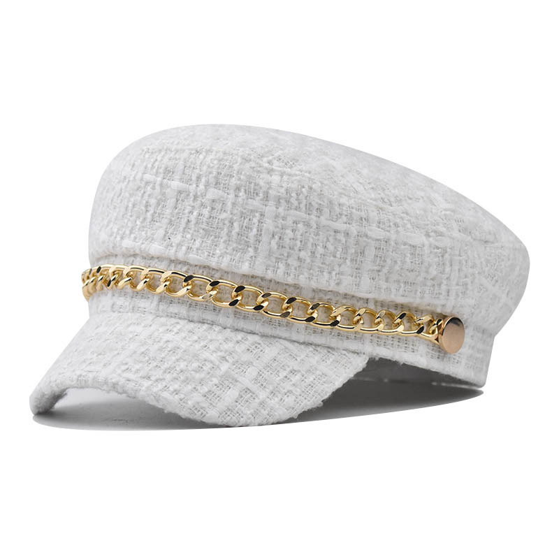Tweed Beret Cap for Women - Autumn Winter Sailor Hat with  display picture 3