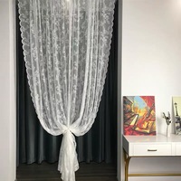 Nappe de mariage en dentelle française transfrontalière, motif floral blanc, décoration de table haut de gamme, fond pour photos/photographie