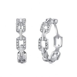 Dylam Newest Tik Tok Trendy <b>Top</b> End Chain Clasped Rhodium-Plated 925 Sterling Silver 5A Zircon Baguette Stud <b>Earrings</b> - Product Image 1