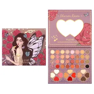 Popular 44 color big eyeshadow palette butterfly beauty rose girl glitter high quality Makeup Palette custom private label