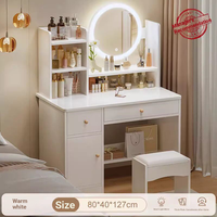 Commode/Coiffeuse moderne en bois avec miroir éclairé pour chambre à coucher – Meilleure vente