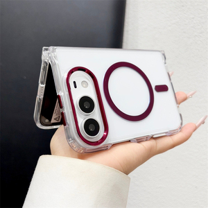 เคสโทรศัพท์แม่เหล็กกรอบโลหะสีสันสดใสโปร่งใสสำหรับไอโฟนดูโอฝาครอบป้องกันเครื่องชาร์จไร้สาย - Product Image 3