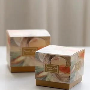 Benutzer definierte Geschenk duftende einzelne Kerze Verpackungs box Druck Logo Papier Pappe Himmel und Erde Abdeckung Kerzen box mit Band