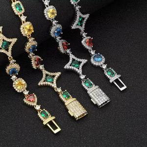 Joyería de Hip Hop de alta calidad, collar de diamante helado de estrella de moda, collar de cadena de latón de 10mm de circón Multicolor para regalo de mujer - Product Image 4