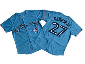 2025 Groothandel Hoge Kwaliteit Hot Sale Custom Heren Honkbal Kleding Blauwe Jays Teams #27 #11 Honkbal Geborduurd Jersey - Product Image 1