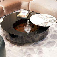 Moderner Luxus Italienischer Stil Wohnmöbel Marmor-Couchtisch Beistelltisch Hochwertiger Runder Teetisch mit Marmorplatte