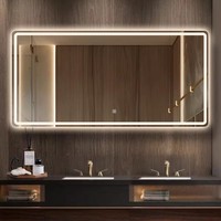 Miroir de salle de bain intelligent à LED avec écran tactile, fixation murale, anti-buée, lumière à intensité réglable pour salle de bain