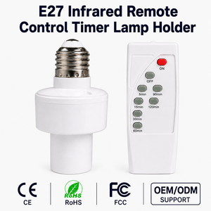 E27 Infrared Remote Control Lamp Holder Plastic Infrared Remote Control Timing Switch Inductive Switches <b>Wireless</b> <b>Light</b> Socket - Product Image 1