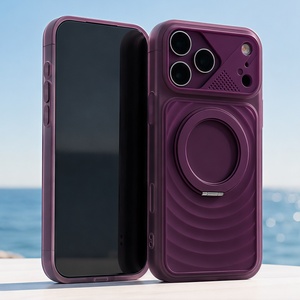 เคสโทรศัพท์มือถือแบบแม่เหล็กเนื้อแมทแบบลูกฟูกสำหรับ iPhone 18 14 15 16 17 Pro Max แบบขายส่ง พร้อมการปกป้อง 360 องศา °   ฝาครอบป้องกันขาตั้งแบบวงแหวนโลหะ - Product Image 1