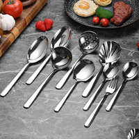 Ensemble de couverts polis miroir pour hôtel, restaurant, traiteur, banquet de mariage et repas à domicile – Cuillère à dessert, cuillère à café, couteau, fourchette