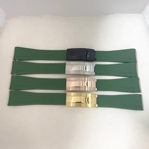 Correa de Reloj de Silicona Verde con Extremos Curvos de 20MM y 180MM, Cierre Plegable de Acero Inoxidable para Relojes - Product Image 1