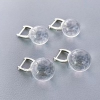 Boucles d'oreilles pendantes élégantes pour femmes avec boule de cristal 10mm 12mm 14mm, boules en verre transparent haute transparence, bijoux de mode