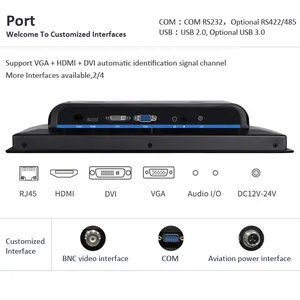 Monitor Layar Sentuh Resitif 22 Inci, Monitor Industri LCD Bingkai Terbuka, Monitor Layar Sentuh Resitif 10 10.4 12.1 15 17 19 21.5 Inci, Gaya Sama