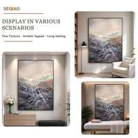 Peinture murale texturée 3D peinte à la main, art abstrait, paysage de lever de soleil sur les montagnes, rayons de lumière, peinture à l'huile, décoration moderne pour salon