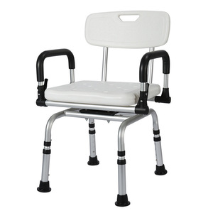 Shower Chair For Elderly Aluminum Alloy Swivel Seat Non Slip Bath <b>Stool</b> <b>With</b> Armrests And <b>Back</b> Support Adjustable Height - Product Image 4