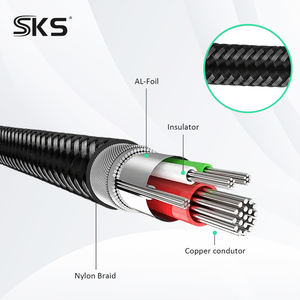 SKS Hoogwaardige vergulde 3.5mm 6.35mm <span class=keywords><strong>TRS</strong></span> snellaadkabel PVC gevlochten dubbel afgeschermd puur koperen geleider 1m/2m LED - Product Image 6