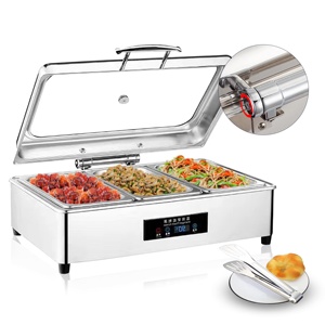 Calentador de Alimentos Eléctrico de Acero Inoxidable de Lujo, Fuente de Alimentación Moderna, Estufa Buffet de 9L 220-240V, Juego de Platos para Servir, Hotel, Restaurante - Product Image 4