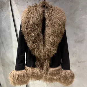 Nouveau hiver grande taille manteaux de fourrure mongole veste de fourrure de mouton véritable daim manteau en cuir femmes - Product Image 2