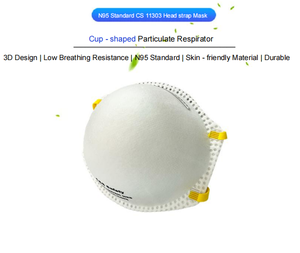 Masque facial jetable FFP2 personnalisé en forme de coupelle, anti-poussière, anti-pollution atmosphérique, anti-particules, anti-smog - Product Image 5