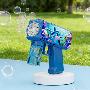Pistolet à bulles électrique automatique en forme de dauphin avec lumière, jouet souffleur de bulles pour enfants, idéal pour les fêtes en plein air, les jeux d'été et les cadeaux - Product Image 4