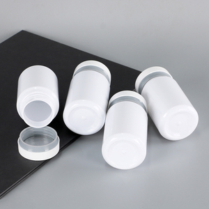 PET Vitamin <b>Pill</b> Bottle 100ml 120ml 150ml 170ml 200ml 250ml Frosted White Medicine <b>Container</b> Custom Double Lid Factory - Product Image 1