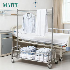Customizable thickened and reinforced stainless <b>steel</b> hand-push clothes rack, clothes hanger, hotel room mobile clothes - Product Image 3