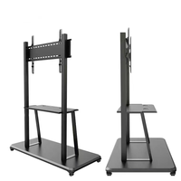 Supports de tableau blanc interactif LCD de 43 à 65 pouces, supports noirs sur pied, roulettes, support mobile réglable en hauteur