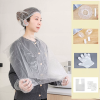 Ensemble de 4 outils de teinture pour cheveux jetables Gants de cape Couvre-oreilles Bonnet de douche pour la coupe et la teinture des cheveux à la maison