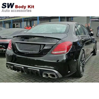 Diffuseur arrière en fibre de carbone style B pour Mercedes-Benz Classe C W205 C63 4 portes 2015-2021, couvre-bordure de pare-chocs arrière