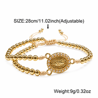 Bracelet perlé Go2boho avec médaille de la Vierge Marie, imitation perle et alliage plaqué or, bijoux cadeau catholique pour femmes