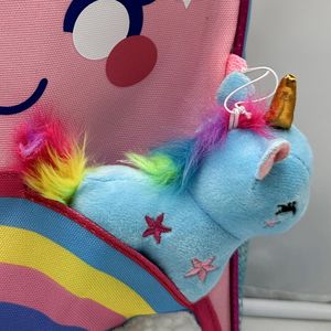 Zaino in cotone con motivo unicorno da cartone animato per ragazze con peluche - Product Image 1