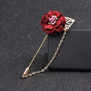 Toptan alaşım altın yaprak çiçek broş erkek kadın çocuk takım elbise yaka <span class=keywords><strong>Pin</strong></span> zinciri ile düğün nişan için hediye - Product Image 4