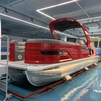Bateau ponton de luxe Kinocean de haute qualité de 27 pieds avec sièges en canapé haut de gamme et design d'arche sportive