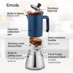 <span class=keywords><strong>Cafetera</strong></span> única de acero inoxidable de alta calidad Moka Pot, <span class=keywords><strong>cafetera</strong></span> Espresso de estilo italiano 6 tazas/300ml con fondo de inducción - Product Image 2