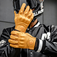 Gants de moto en cuir véritable pour l'été, respirants, perforés, anti-chute, style vintage pour motards