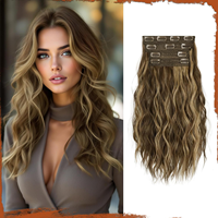 Extensions de cheveux naturels à clipser avec dentelle frontale, longues mèches pour femmes, 100 % cheveux humains Remy, épaississantes et d'apparence naturelle
