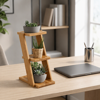 Support de fleurs en bambou en gros, étagère à plantes en bambou à 3 niveaux, support de plantes de table pour succulentes et herbes