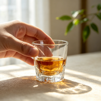 Verres à expresso classiques en verre sodocalcique transparent côtelé de 60 ml avec logo personnalisé en gros, petits verres à shot en forme de balle, verres à vin et à whisky