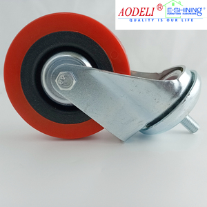 Roulettes en PU rouge avec couvercle Remplacements Plaque supérieure pivotante Tige filetée Roulettes de <span class=keywords><strong>chariot</strong></span> Roues avec frein - Product Image 6