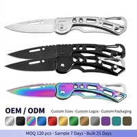 Mini couteau pliant léger pour porte-clés, lame de 6 cm, manche en acier inoxydable, couteau de camping, couteau EDC pour l'extérieur