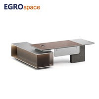 EGROspace, fournisseur professionnel de meubles, table de direction en forme de L, table de PDG, bureau de direction en bois plaqué luxe