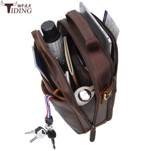 Sac bandoulière pour homme Tiding, cuir véritable brun foncé, durable, décontracté, pour l'extérieur - Product Image 3