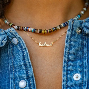 मिल्कशेक फैशन हॉट बिक्री 925 स्टर्लिंग चांदी की 14k 18k गोल्ड प्लेटेड लेटर बैज हार - Product Image 4