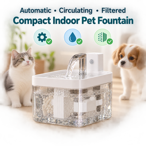 Fontaine à eau compacte pour animaux de compagnie de 1,5 L avec capteur de débit d'eau et filtration pour chats et petits chiens - Product Image 3