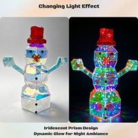 Bonhomme de neige de Noël holographique à effet cristal 3D lumineux, alimenté par USB, LED RGB à intensité variable, éclairage décoratif écologique pour Noël