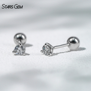 Pendientes de Diamantes Cultivados en Laboratorio Starsgem, Corte Brillante Redondo de 0.1ct y 2.8mm, Oro Blanco de 18K, Lujosos, Unisex, Color D - Product Image 1