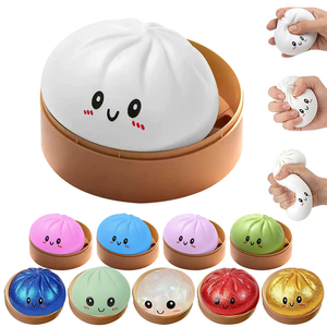 Boules anti-stress en TPR et PP en forme de dumpling scintillant, prêtes à être expédiées, avec boîte vapeur, jouets sensoriels de décompression - Product Image 4